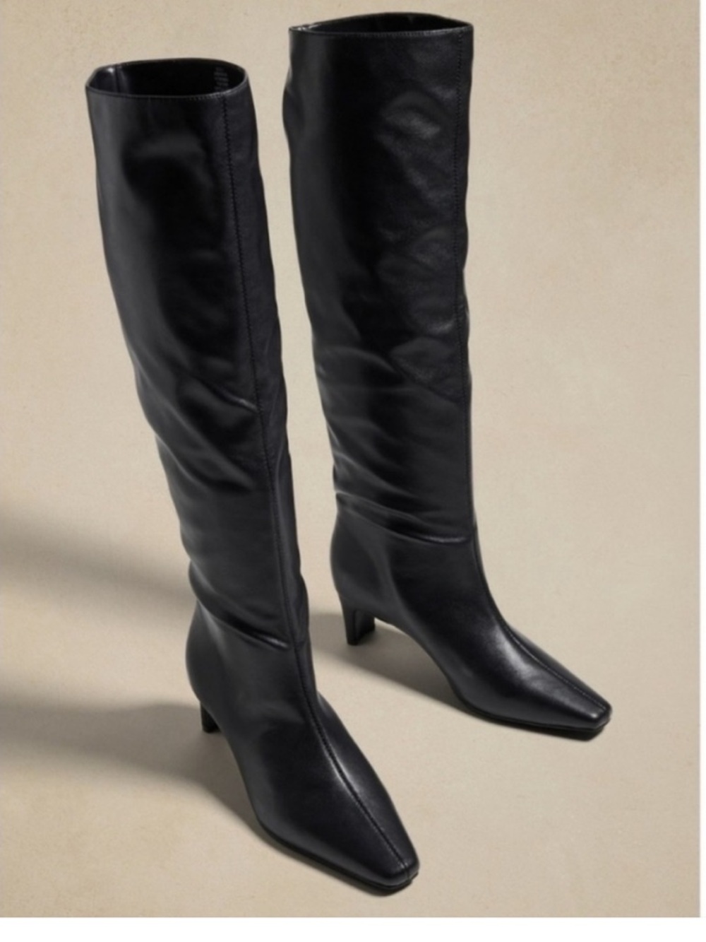 Banana Republic Tall Slouch Boots Vegan Leather Black 8